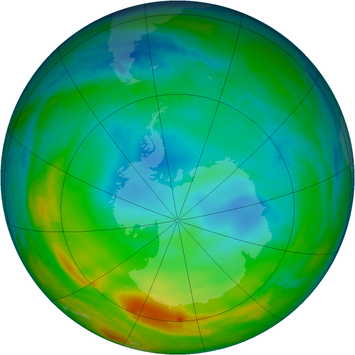 Antarctic ozone map for 24 June 1998